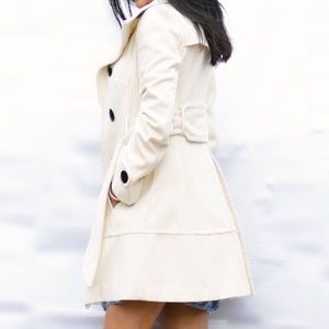 EXPRESS White Belted Wool Blend Trench Coat